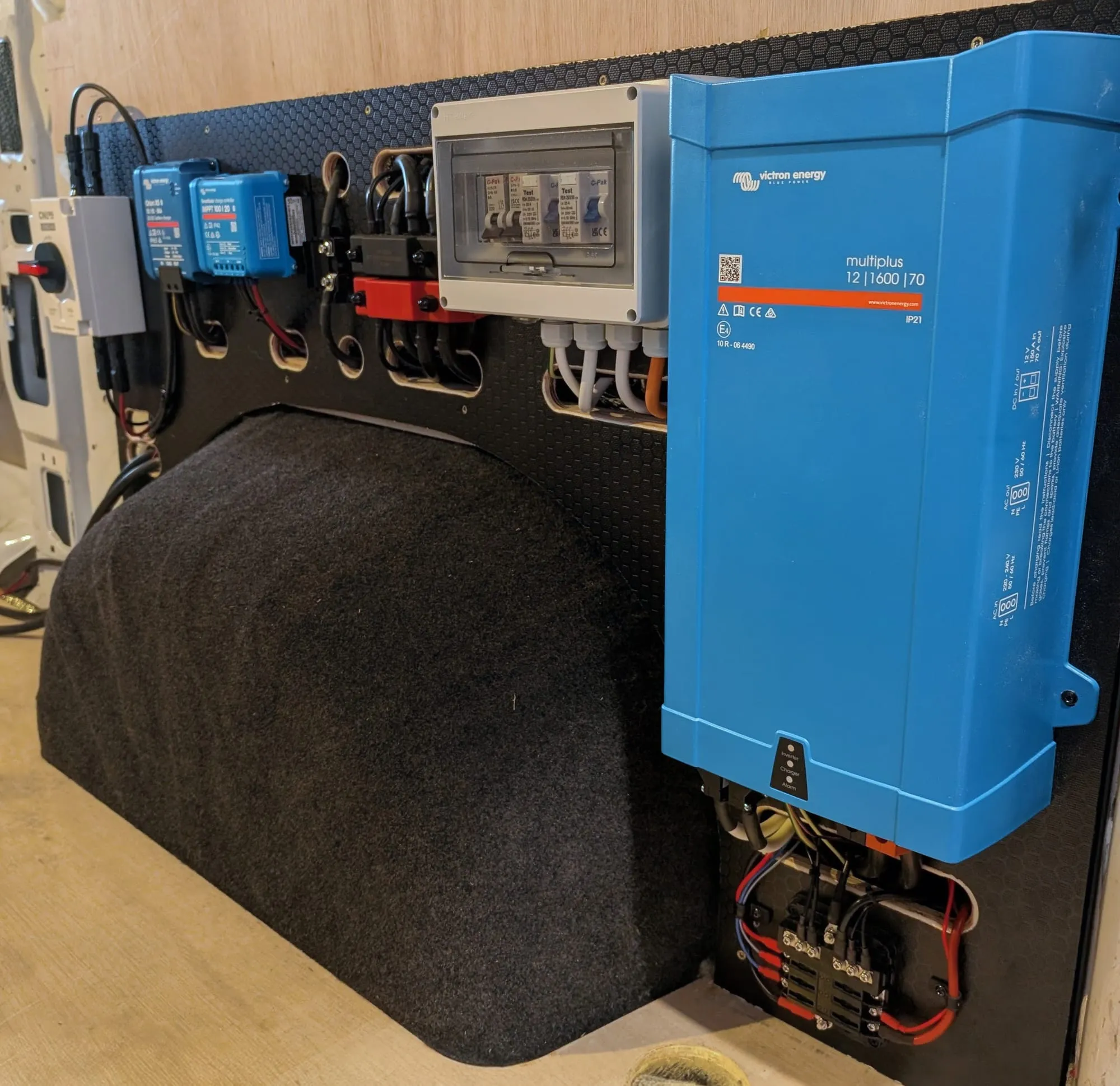 Victron inverter and electrical system installed in a campervan