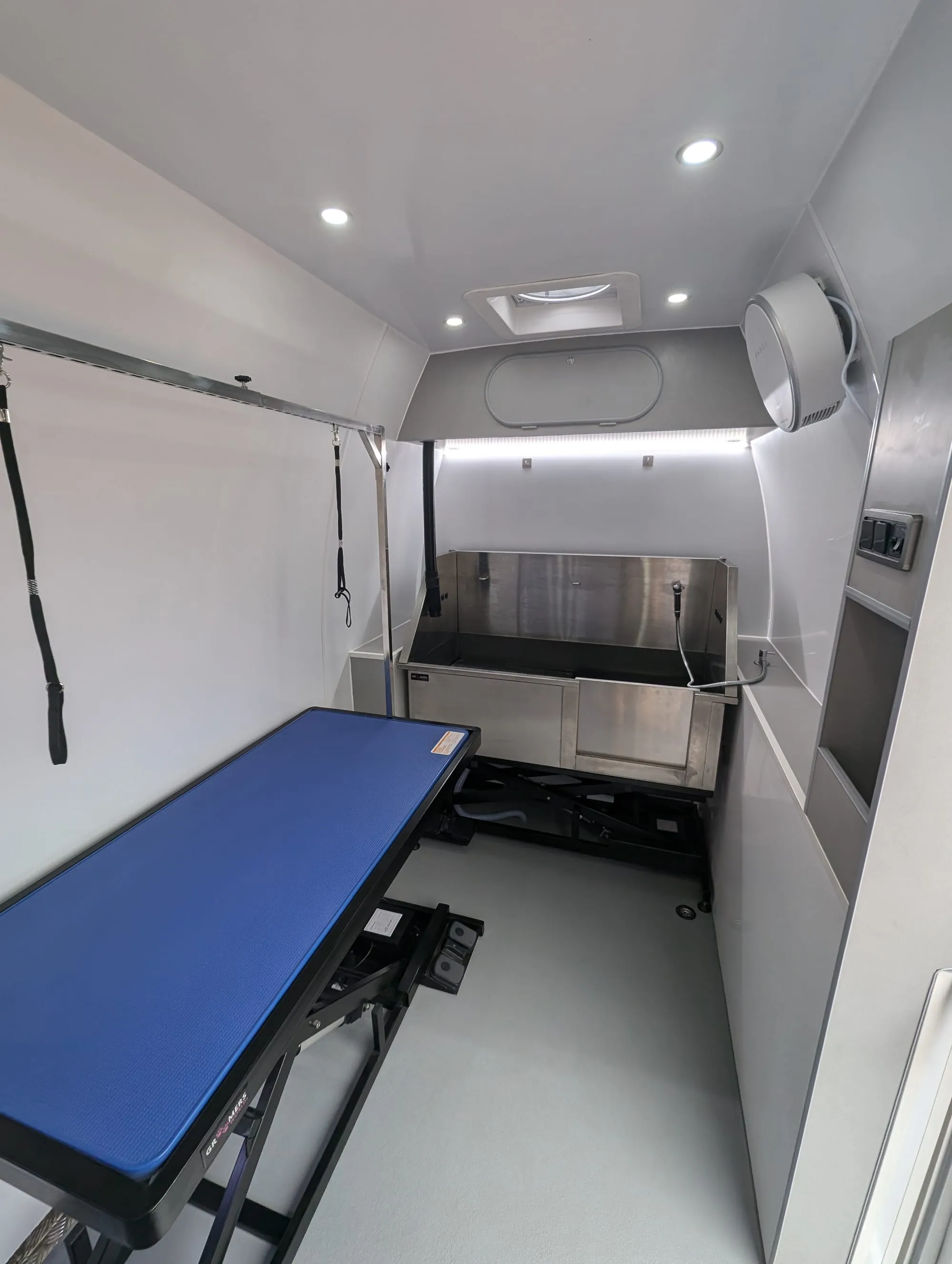 Custom van interior with fitted bench