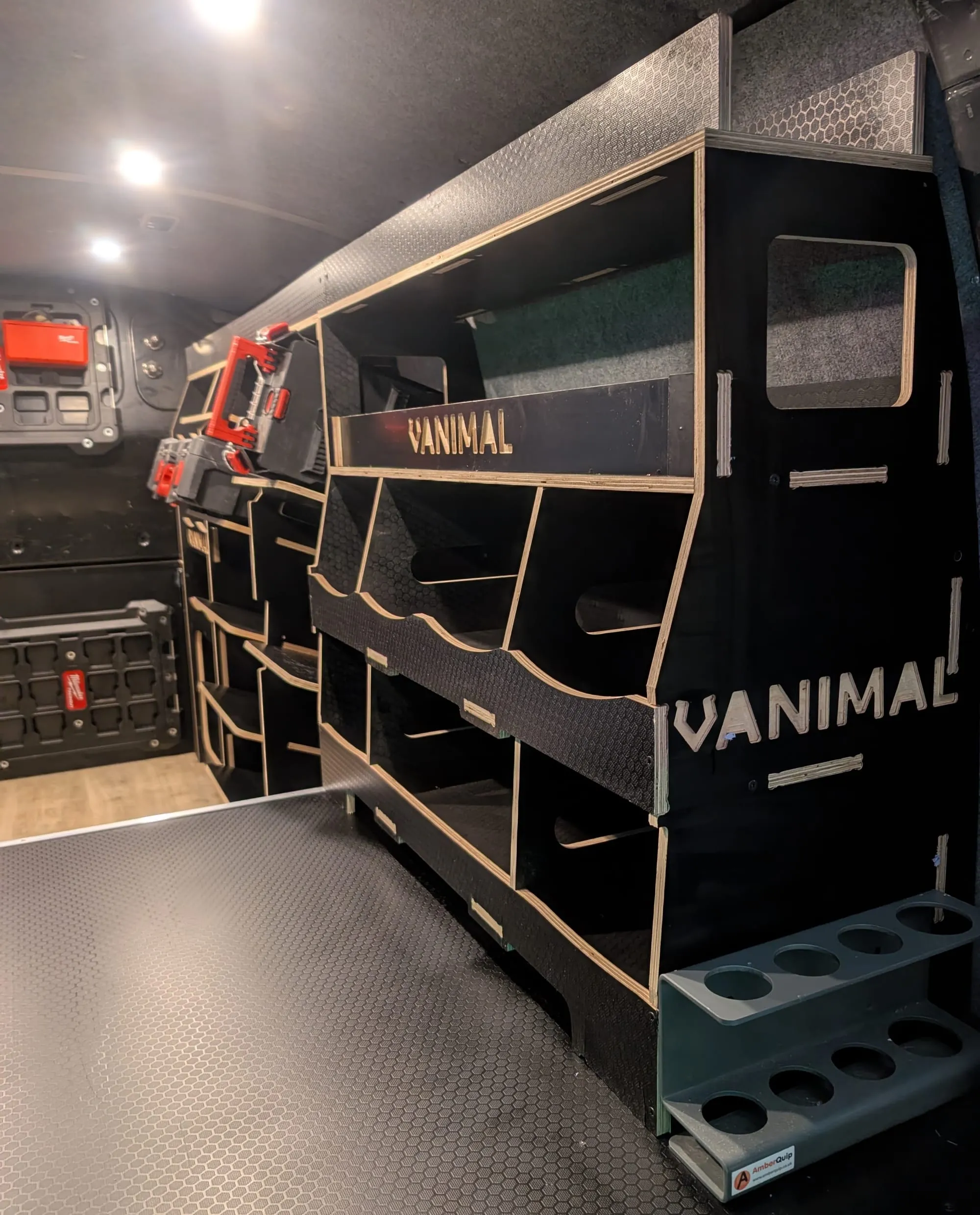 Custom van racking with shelving